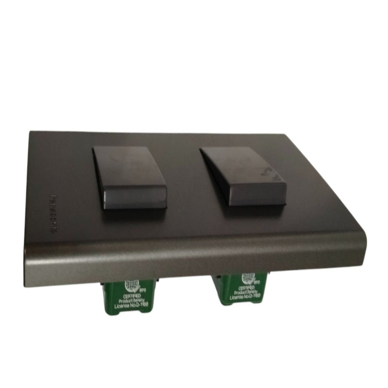Panasonic 2 gang 4 way switch with sleek black design for power points and switches