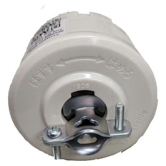 Close-up of a mechanical component with screws on a white background Panasonic 30A Twist Lock Plug 3P+E (4P) 250V (NEMA L6) WF6430WK Twistlock White Electx Electrical Supply