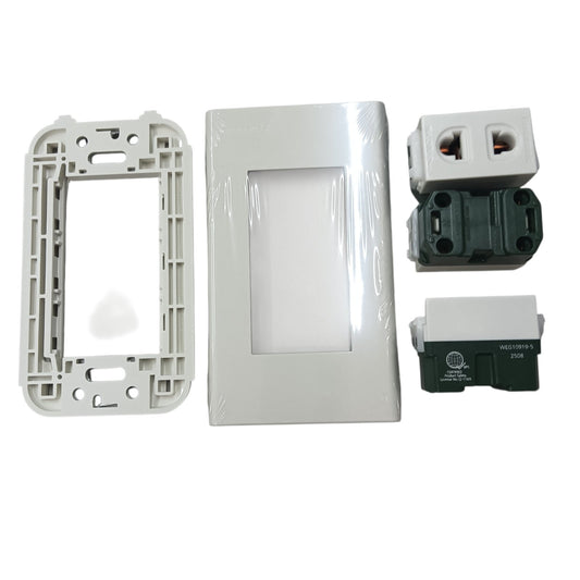 Panasonic 3 Gang Universal Outlet Receptacle Quick Connect Terminal 16A 250V with Plate, 3 Gang Universal Outlet Device Wide Series with Plate, 2 Gang Universal Receptacle Quick Connect Terminal Wide Series with Plate WEG10919-5 x 3Pcs / WEG6802W-1