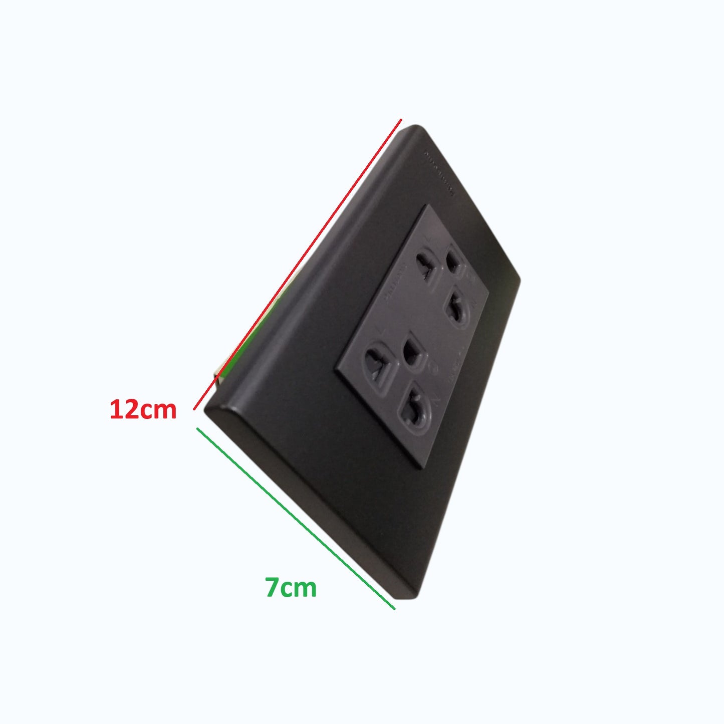 Panasonic Duplex Universal Outlet, 2 Gang Outlet with Ground and Wide Color Refina Series Metallic Black Plate Cover 16A 250V WEG6803MB-1/WEG15929H-5