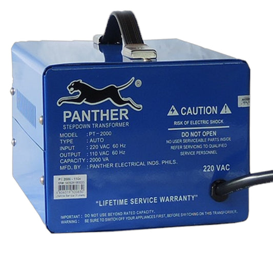 Panther 2000W Step-Down Transformer Input 220V Output 110V, Box Type PT 2000W-110V