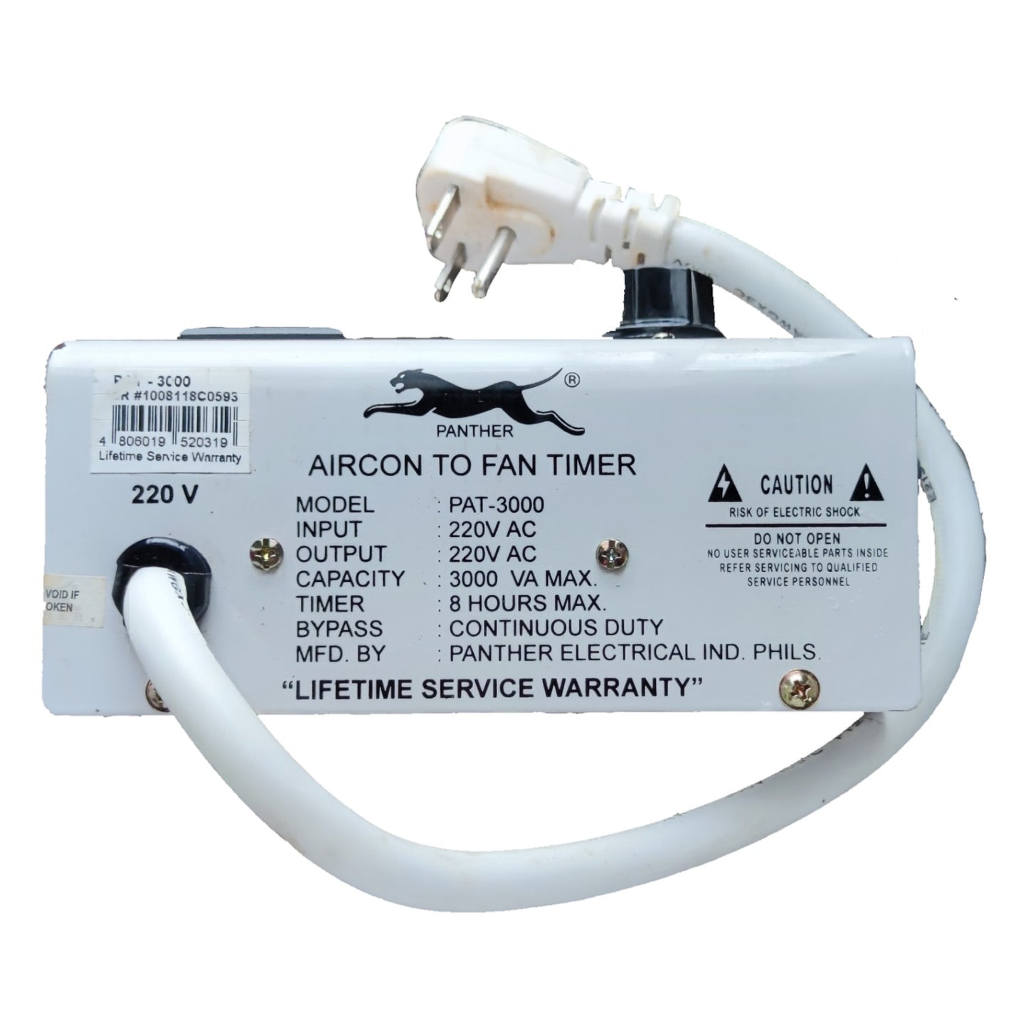 Panther Aircon to Fan Timer PAT-3000 8 Hours Max 3000VA 220V Electx Electrical SUpply
