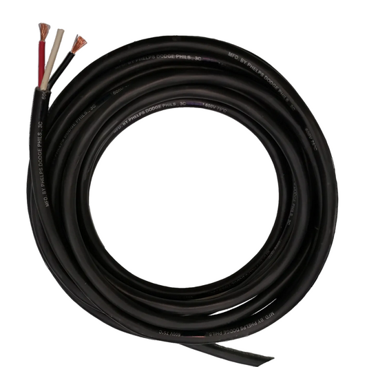 Phelps Dodge 3 core power cable 15 meters 3.5mm coiled black electrical wire with exposed copper ends