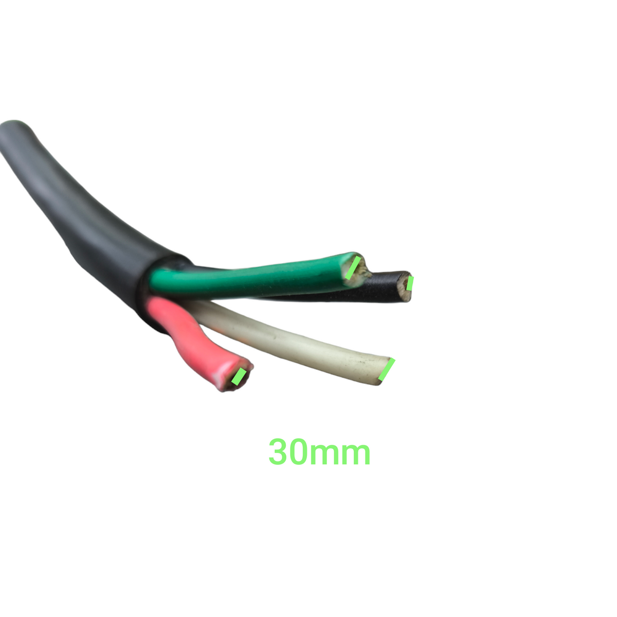 Phelps Dodge Royal Cord power cable 30mm 4 cores with exposed red white green and black wires