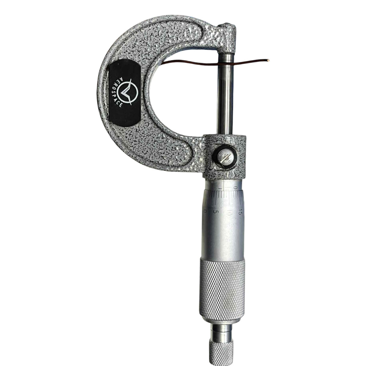 Metallic micrometer on a white background