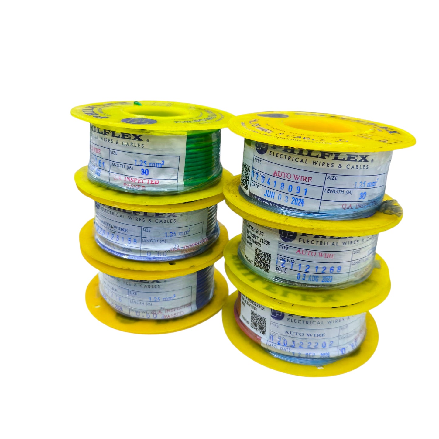 Philflex Auto Wire AWG 16 ( 1.25mm) Automotive Wire Auto Wire Yellow 30 Meters 1 Roll Electx Electrical SUpply
