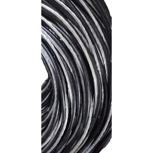 Close-up of black and white wire coil on a white background