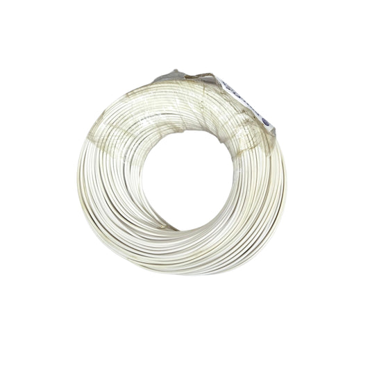 Coiled white cable on a white background