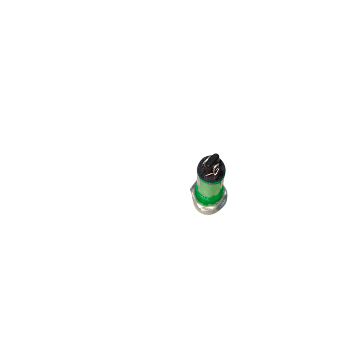Small green and black object on a white background Round Pilot Lamp 7mm Indicator Available in 12V or 220V Color Green Electx Electrical Supply