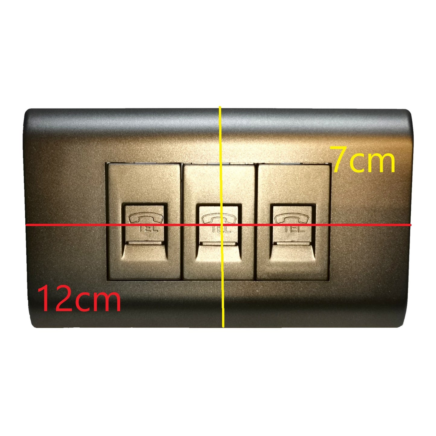 Royu 3 Gang Telephone Voice Outlet with Plate Cover Dark Gray PLANO Series (RMP3/DG)/(RMX1/DG-3PCS)