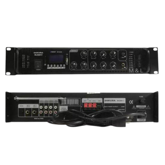 Sakura 250W Public Address Amplifier 220V PA-250UB Bluetooth USB/SD Port FM Tuner Built-in Chime 3 Microphone Input