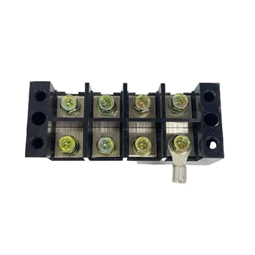 Grippes Sassin 100A 4 Pairs Terminal Block black plastic 8 screw terminals with brass studs and lug
