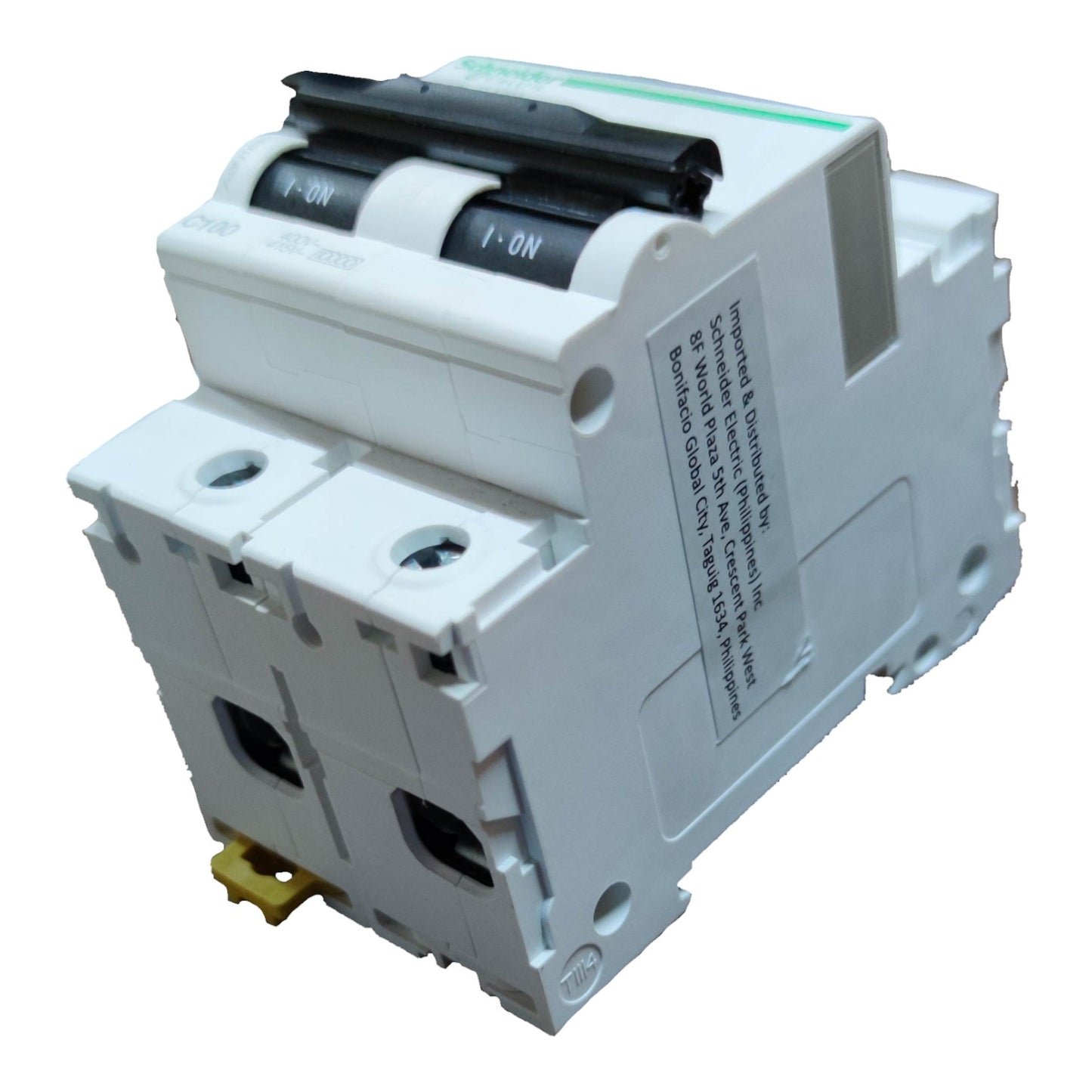 Electrical circuit breaker on a white background