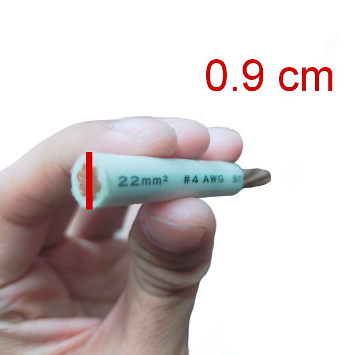 THHN 4 AWG stranded wire 120 Meters White held in hand showing size details for easy reference