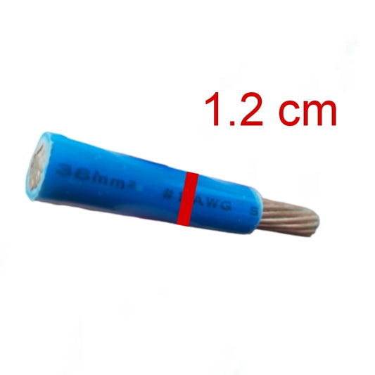 Blue cable with a red stripe labeled '1.2 cm' on a white background