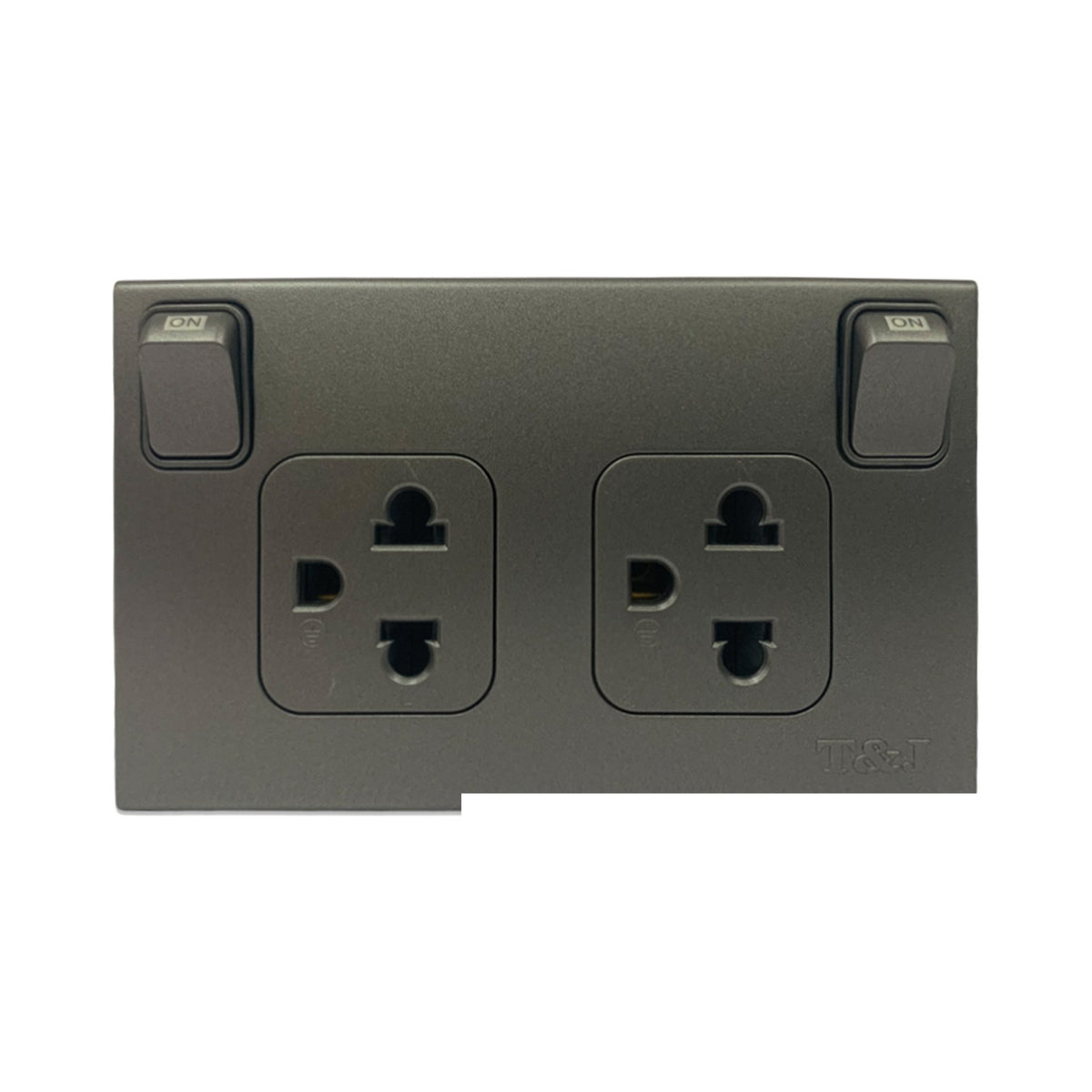 T&J Duplex Universal Outlet with Individual Switch 10A 250V W816UV2S Champagne Gray