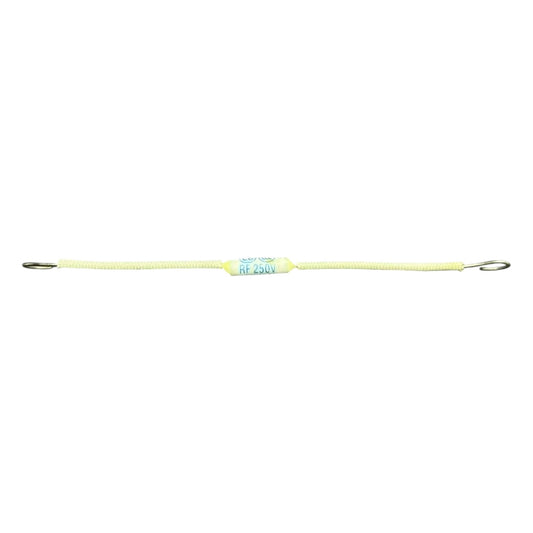 Yellow metal rod with a hook on a white background
