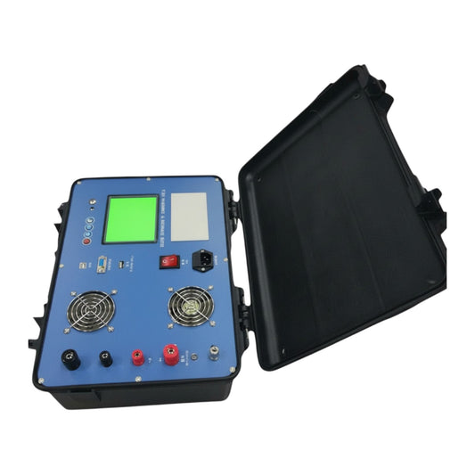 Blue electronic device with a green screen and black lid on a white UNI-T Digital Transformer Winding DC Resistance Tester UTG-T213 DC 28V 10mA to 20A Electx Electrical Supplybackground