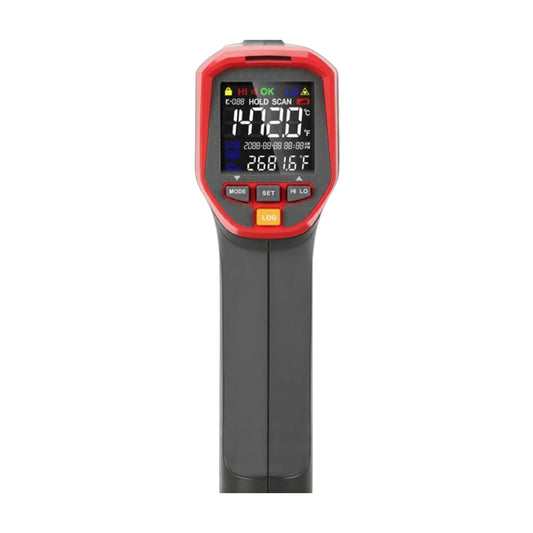 Digital thermometer with red casing on a white background UNI-T Infrared Laser Temperature Tester UT303A+ Max 32 to 800 Celsius or 25.6 to 1472 Fahrenheit Infrared Thermometer Electx Electrical SUpply