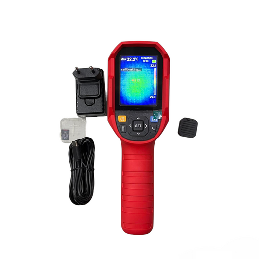 UNI-T Professional Thermal Imager UTi85A handheld scanner with display, charger, and accessories