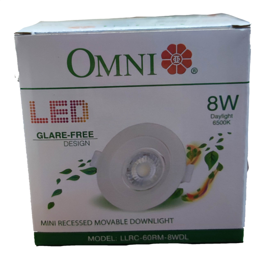 Omni 8W LED Movable Downlight 220V Daylight, 8W Mini Recessed Movable Downlight 600 Lumens