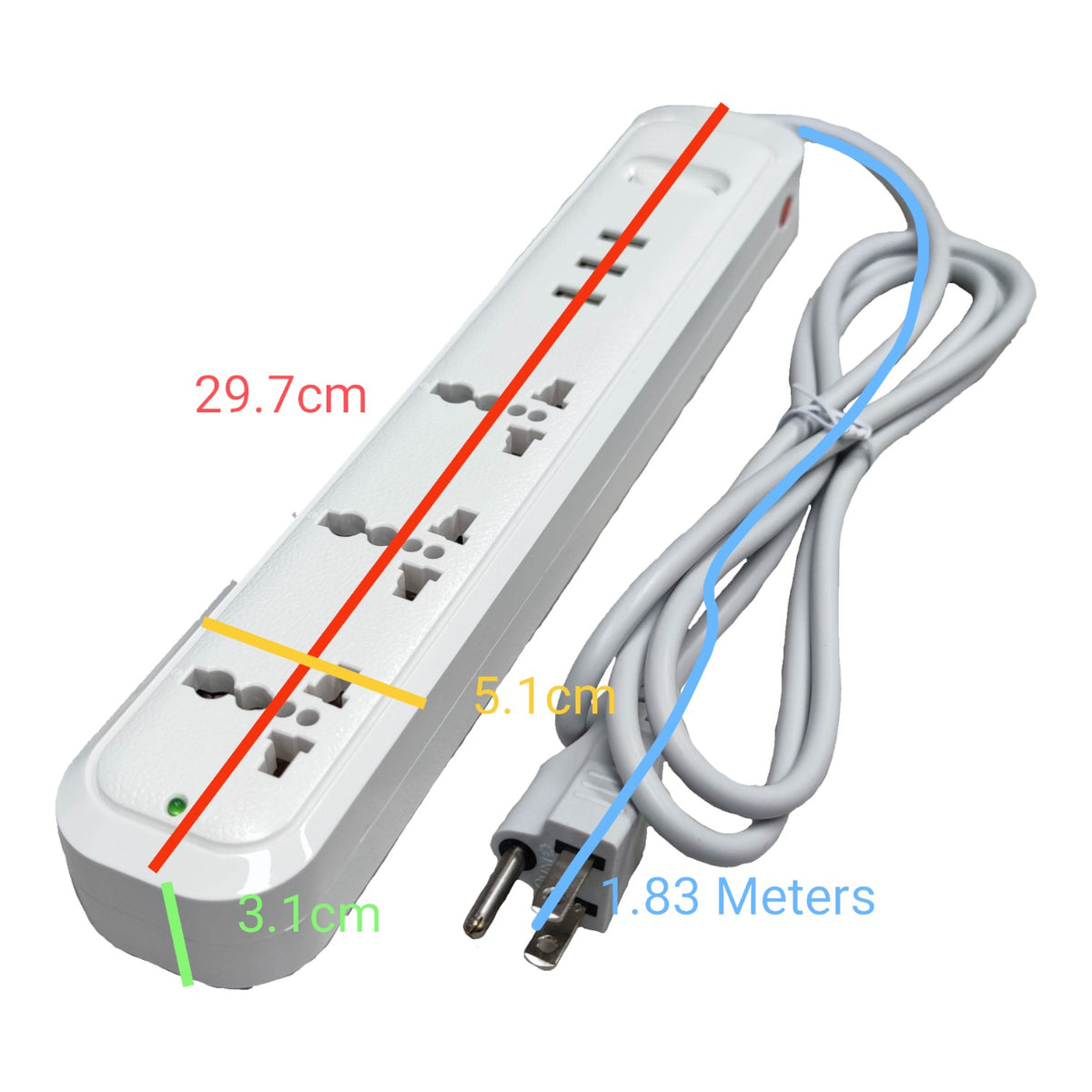 Omni 3 Gang Extension Cord With 3 USB Outlet 3 Gang Universal Outlet and 3 USB with 1 Main Switch 2500W 2.1A USB 5V USB-303-PK