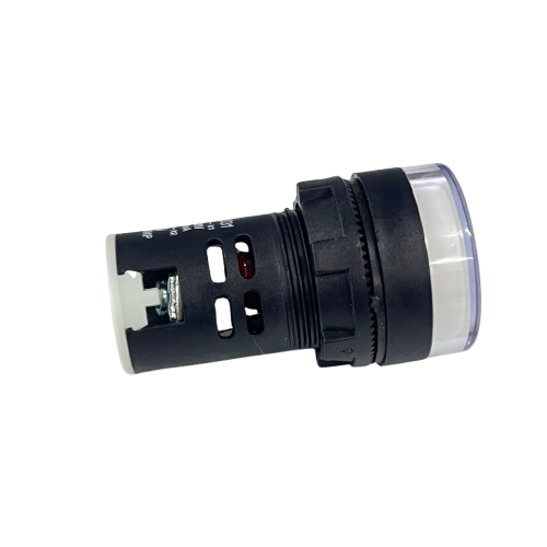 Denko Pilot light 220v WHITE 22mm industrial panel mount indicator with clear white lens and black body