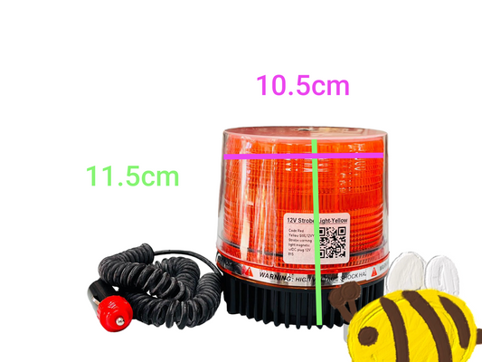Code Red amber strobe warning light 24V with bright illumination and spiral cord for safety applications
