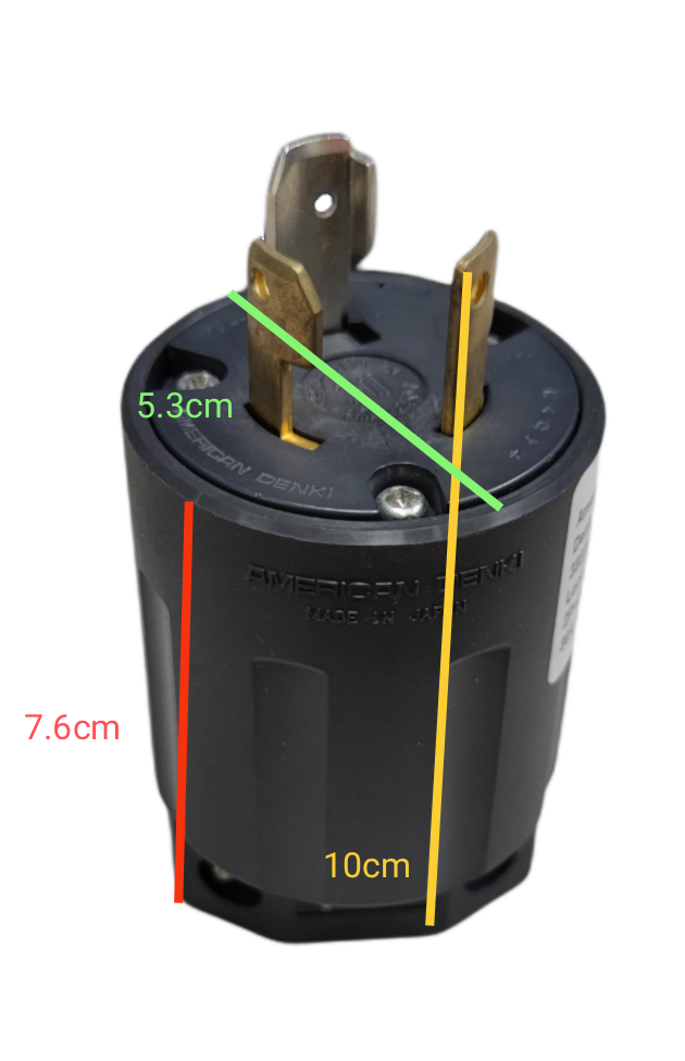 30A twist lock plug electrical connector part with black body and metal prongs for secure power connection