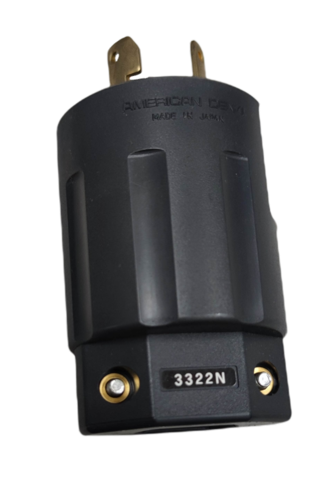 Black 30A twist lock plug electrical circuitry part with metal prongs for secure connection