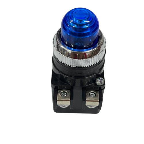 Pilot Light 110V BLUE 25mm Auspicious panel mount indicator light with metal bezel and screw terminals