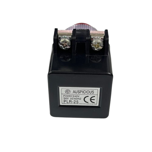Auspicious Pilot Light 220V RED 25mm panel mount indicator with black plastic base and screw terminals