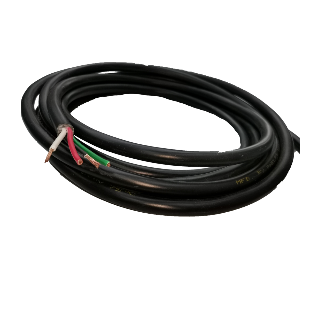 Phelps Dodge AWG 18 Royal Cord Power Cable 4C in black with multiple colored wires for electrical connections
