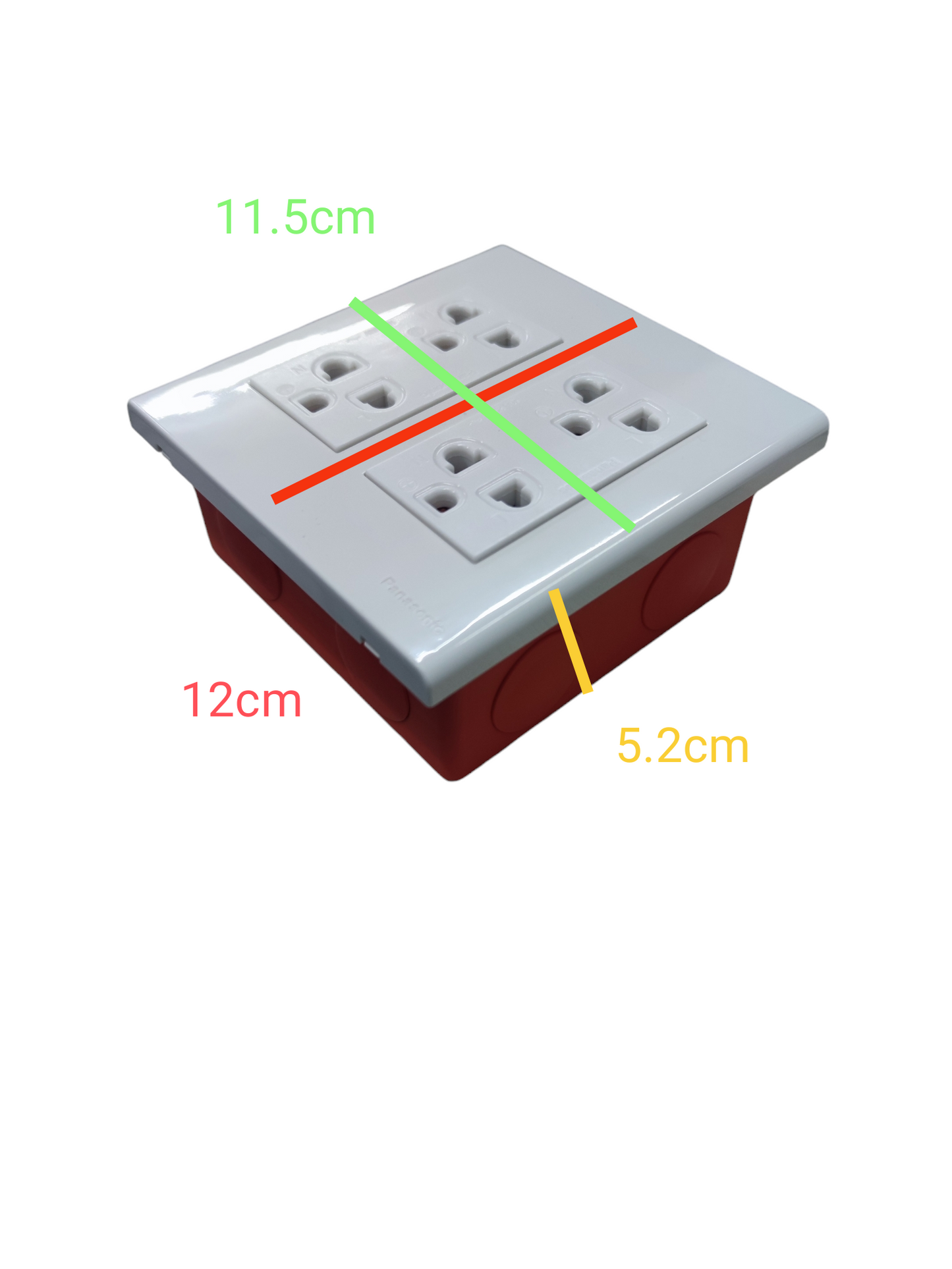 Panasonic 4 Gang Duplex Universal Outlet with Ground 16A 250V WEG6806+(2XWEG15929-5) with Omni Utility Box Flush Type