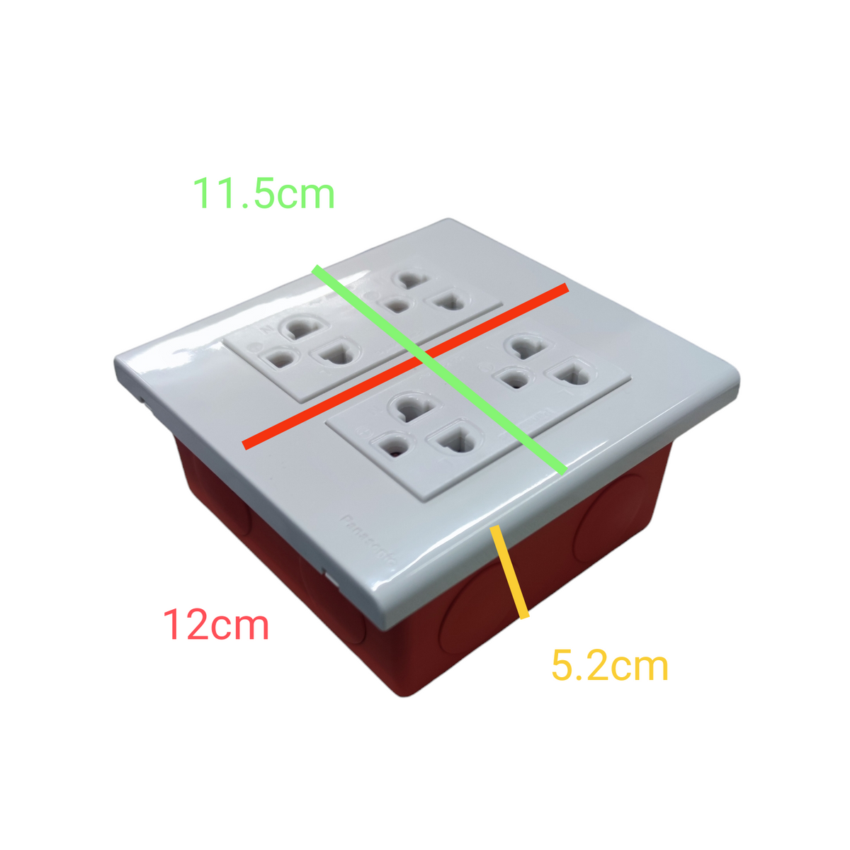 Panasonic 4 Gang Duplex Universal Outlet with Ground 16A 250V WEG6806+(2XWEG15929-5) with Omni Utility Box Flush Type