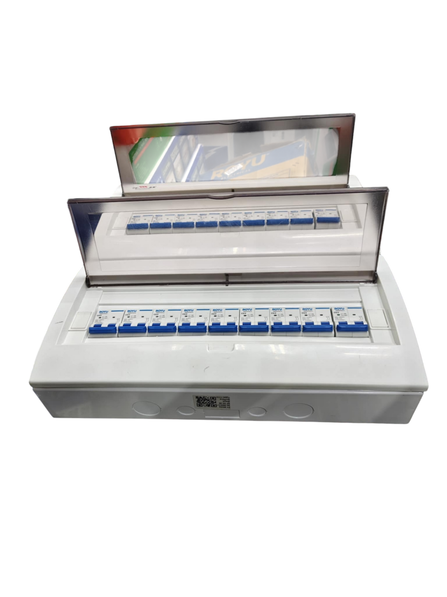 Panel Board 50A 2 Pole Main Miniature Circuit Breaker with 17 Branches 2 Pole Miniature Circuit Breaker 32 Ways Surface Type Panel Box ZY with 17 Bus Bar 2 Pole (Royu Breakers)