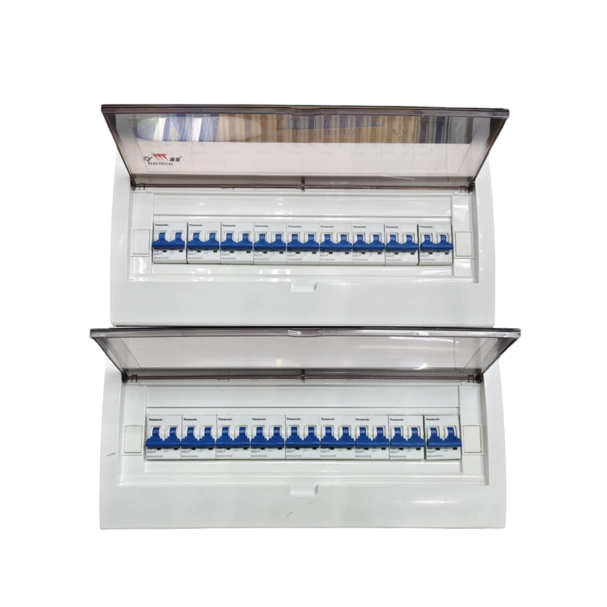 Panel Board 63A 2 Pole Main Miniature Circuit Breaker with 17 Branches 2 Pole Miniature Circuit Breaker 32 Ways Surface Type Panel Box ZY with 17 Bus Bar 2 Pole (Panasonic Breakers)
