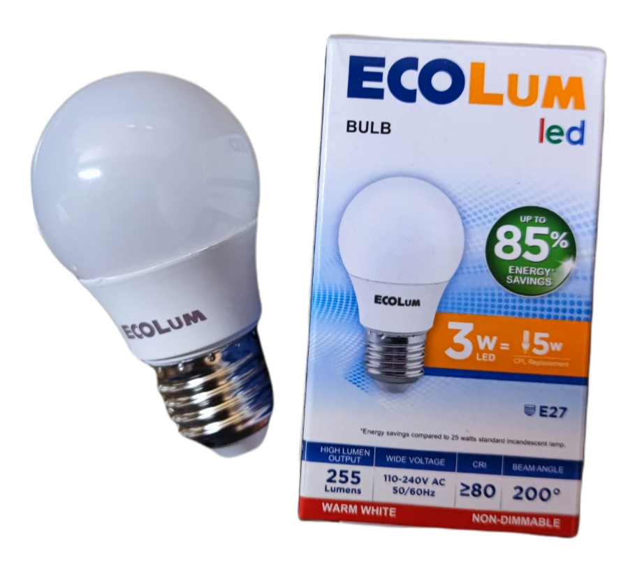 Ecolum 3W LED Bulb 220V E27 Warm White