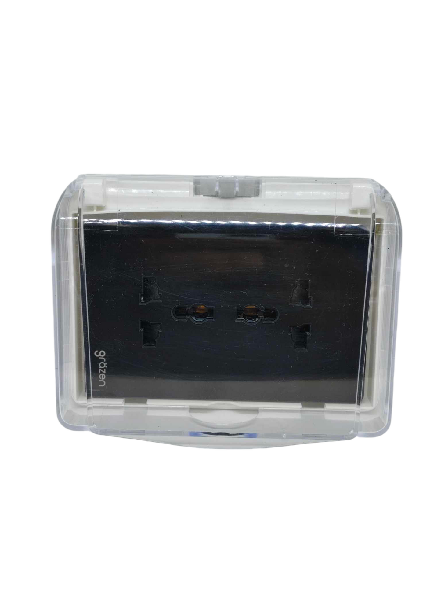 Grazen Weatherproof Plate Cover with Duplex Universal Outlet with Ground 16A 220V Available in Grey, Black, White and Gold
