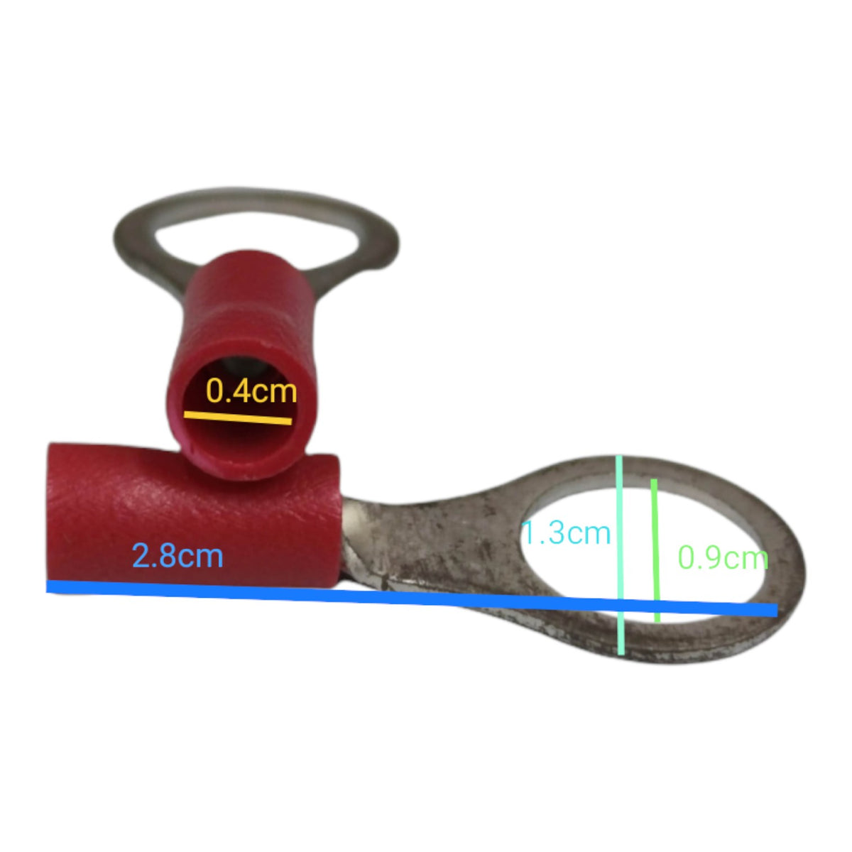 Local Terminal Lugs Ring Type Red Insulation 2.0mm (10Pcs + 10Pcs Free) , Ring Terminal Lugs, Round Terminal Lugs