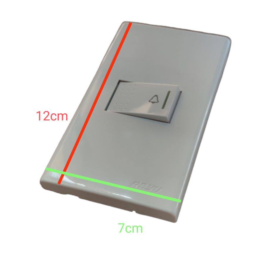 Royu Bell Switch with Plate 10A 220V white door chime switch measuring 12cm by 7cm