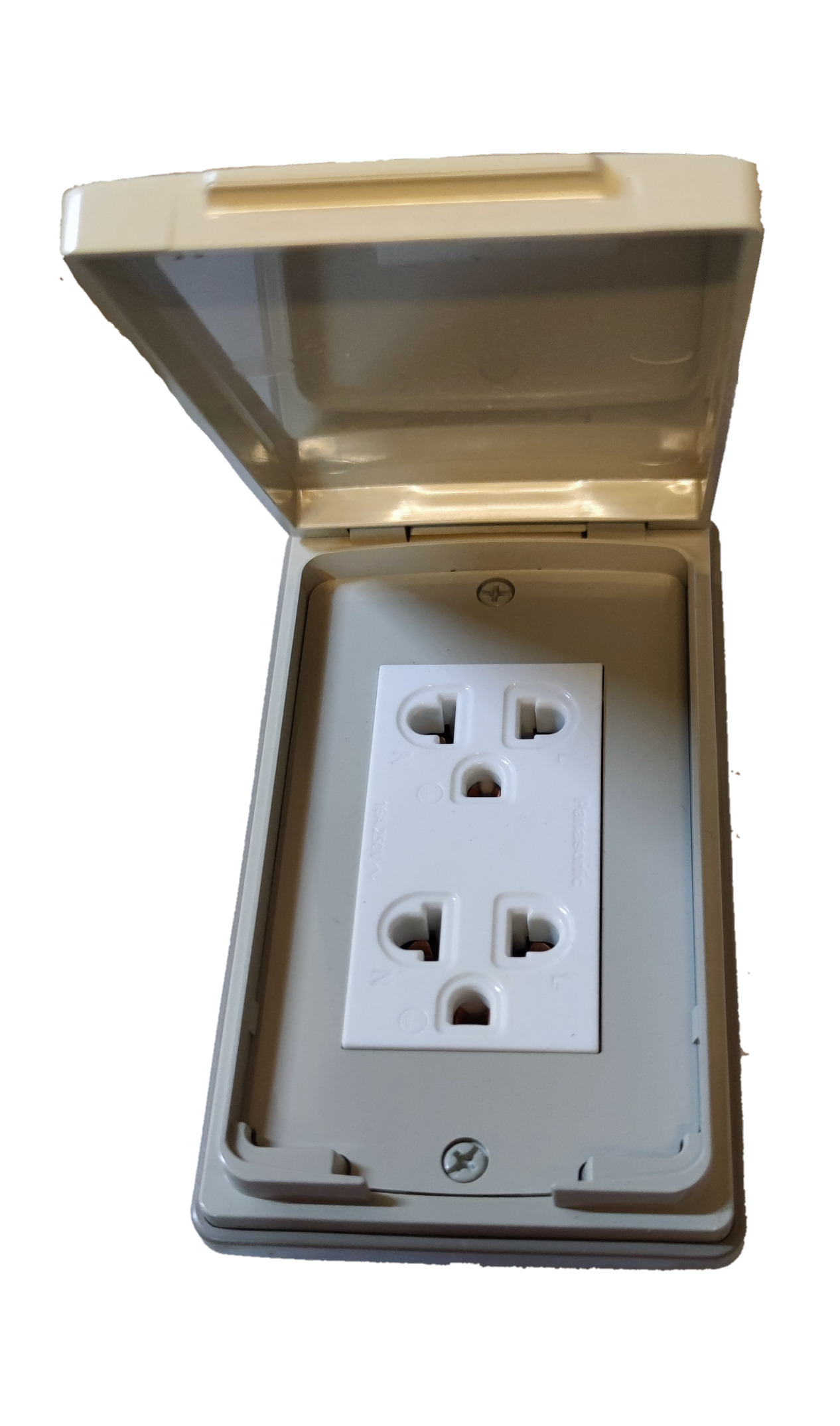 Panasonic Duplex Universal Convenience Outlet with Weatherproof Plate Cover, Weatherproof Duplex Universal Outlet Wide Series, Duplex Receptacle with Ground and Weatherproof Plate Cover WEG15925-5 / WEG7903