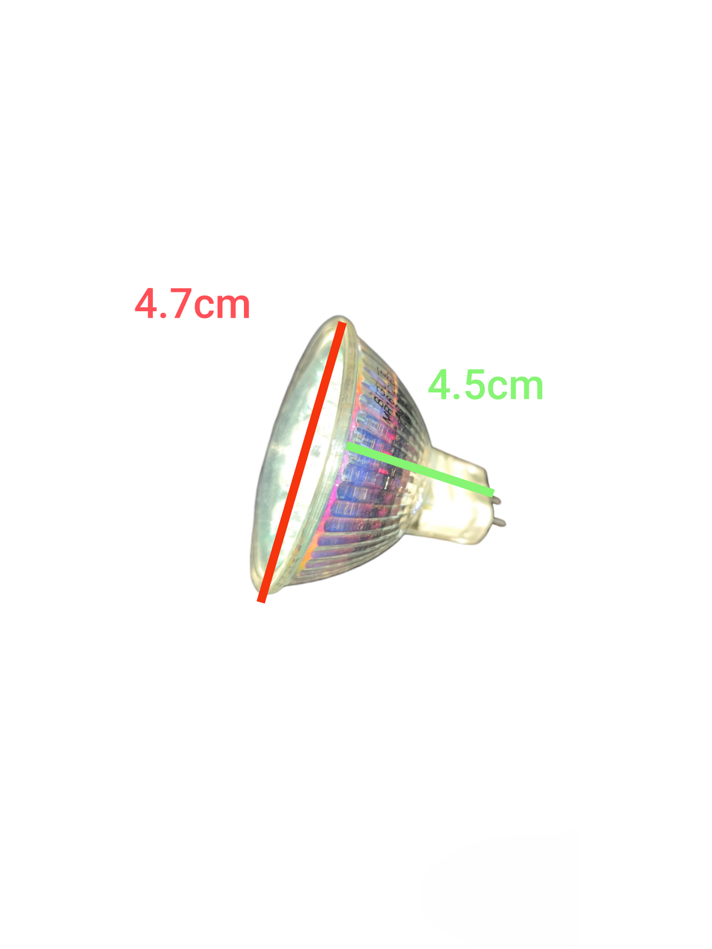 Biglite 1W LED MR16 bulb with dimensions 4.7 cm diameter and 4.5 cm length