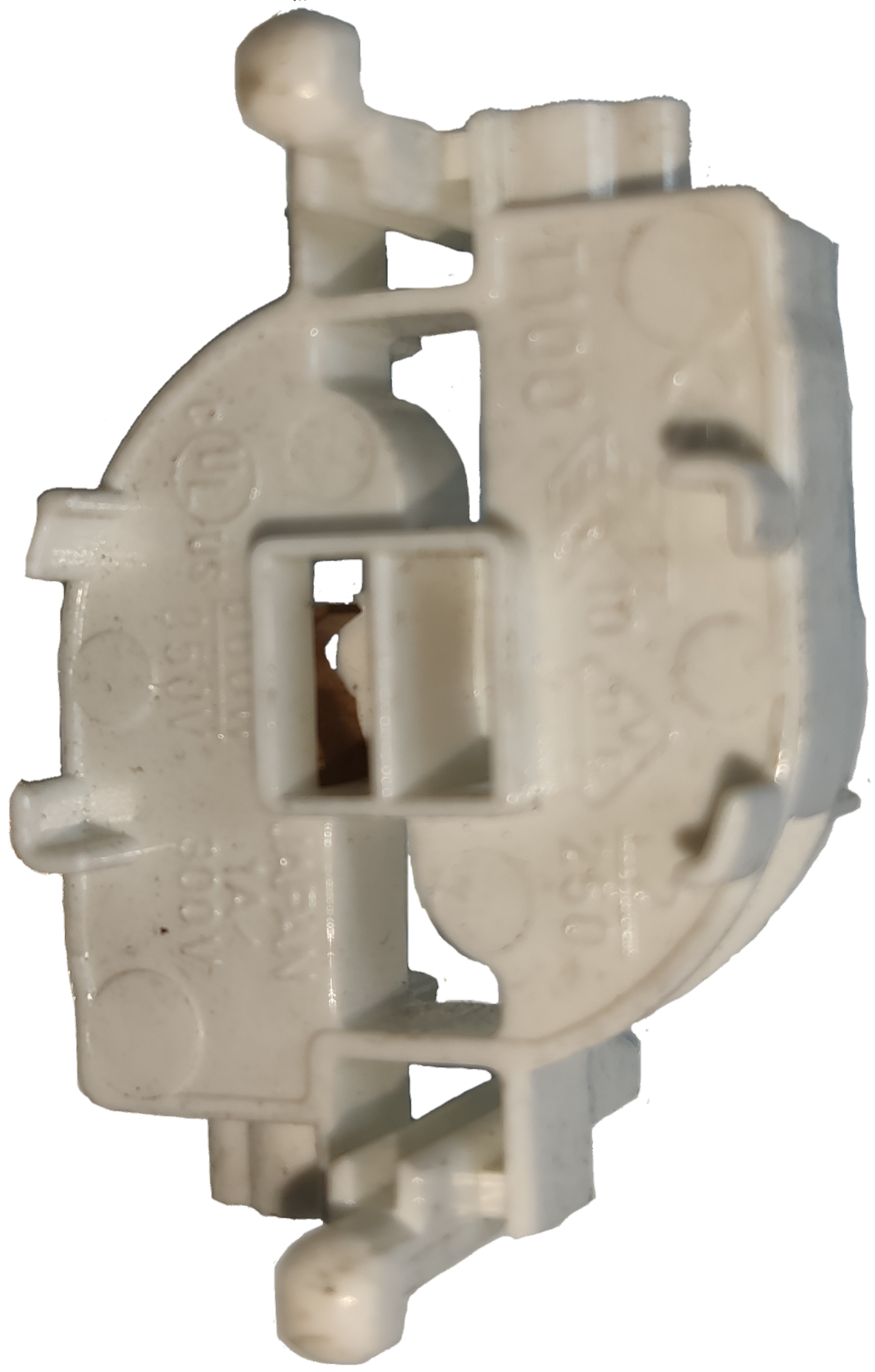 BJB T100 starter holder electrical circuitry part in white plastic for lighting fixtures