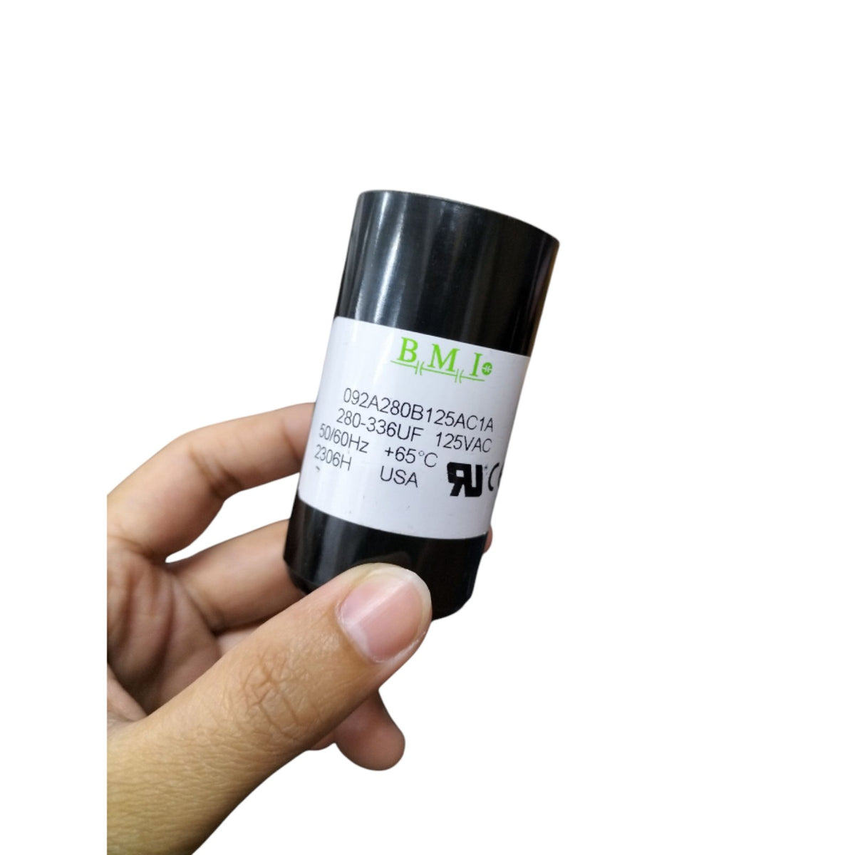 BMI 280-336uF Starting Capacitor in Hand, Ideal for HVAC and Motor Applications