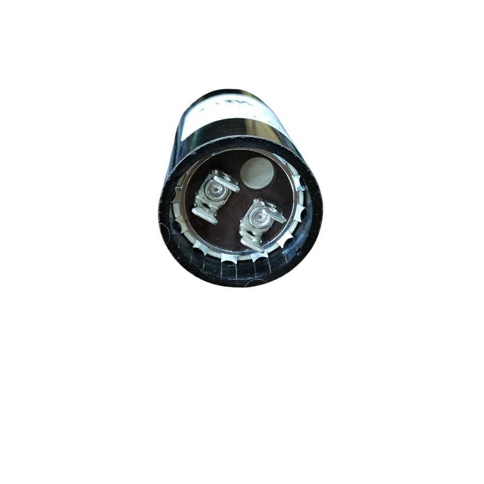 Close-up view of BMI Capacitor 130-156MFD for Motor showing metal terminals and durable casing