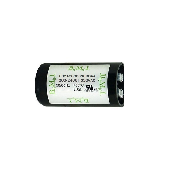 BMI Motor Starting Capacitor 200-240uf 330VAC electrical circuitry component with label