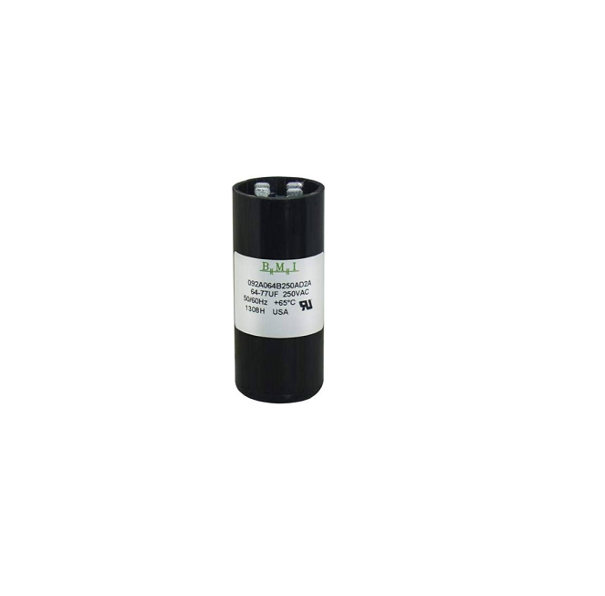 BMI motor starting capacitor 64-77 UF black cylindrical electrical component