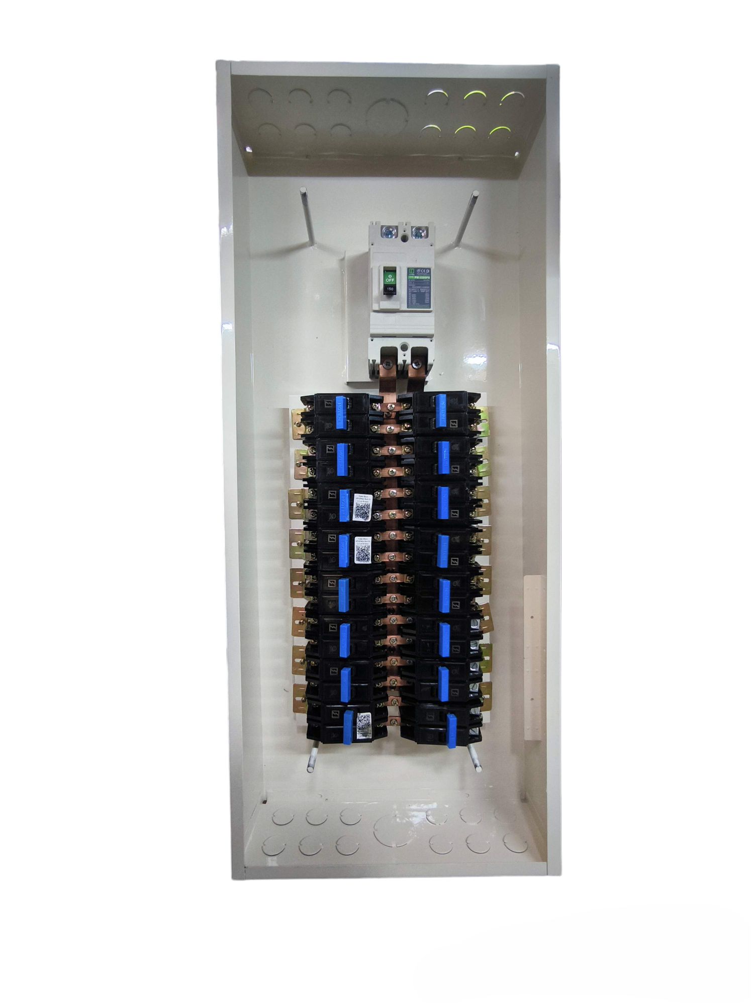 Koten Panel Board 200A 2P Main 16 Branches B-On white metal distribution board with main breaker and 16 branch modules
