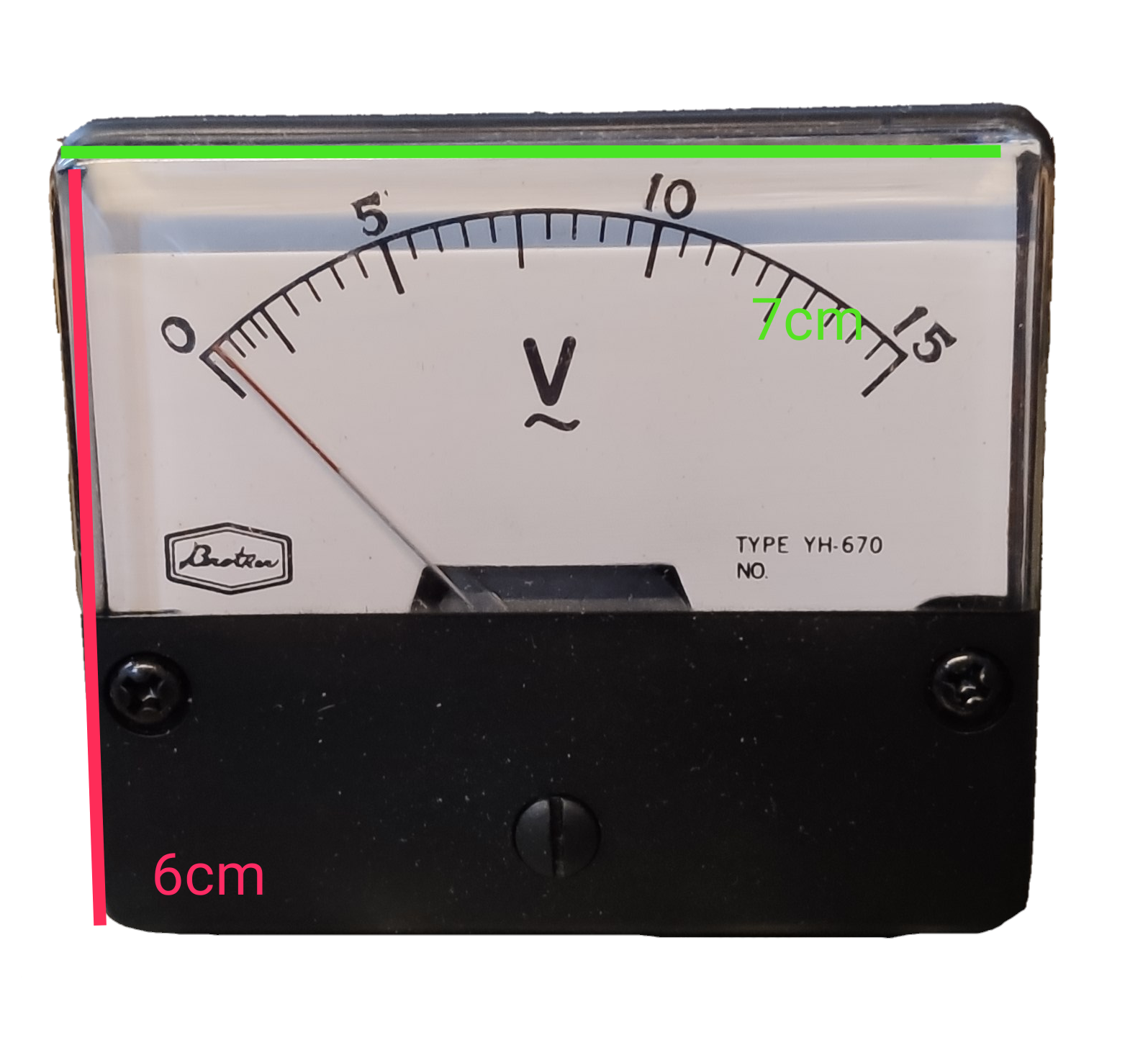 Brother Panel Meter 15V AC analog voltmeter with clear dial and black casing